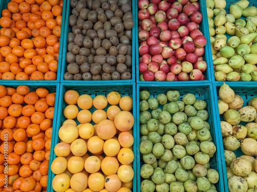 Fresh Fruit in box For Sale At A Market