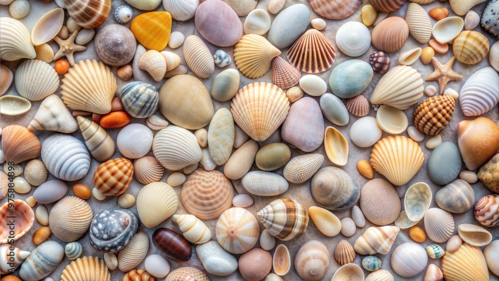 background of seashells and stones background of seashells and stones