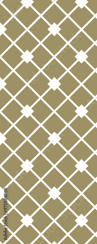 A geometric pattern featuring diamond shapes in white on a gold background, ideal for design and textile applications.