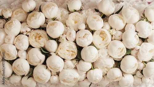 Pure white peony flowers as floral art background, wedding decor and luxury branding design
