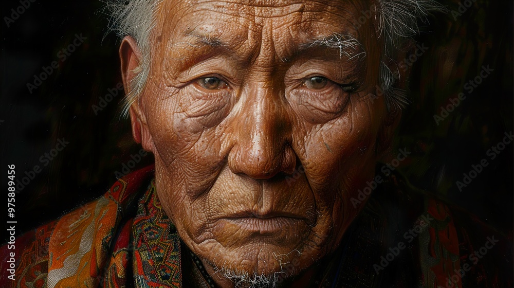Close-up Portrait of an Elderly Man with Wrinkled Skin and Intriguing Eyes Close-up Portrait of an Elderly Man with Wrinkled Skin and Intriguing Eyes