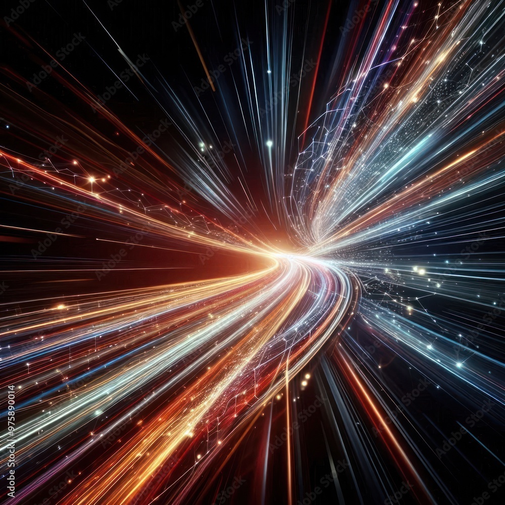 Light streaks on a dark background, symbolizing speed. Light streaks on a dark background, symbolizing speed.