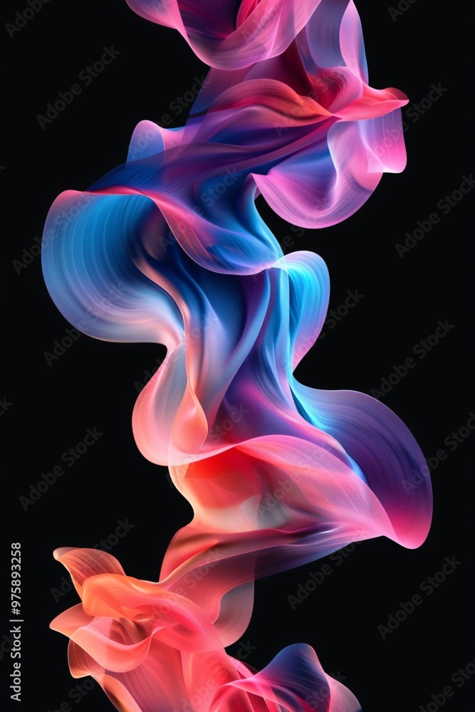 Abstract swirling shapes of vibrant colors on black background. Abstract swirling shapes of vibrant colors on black background.