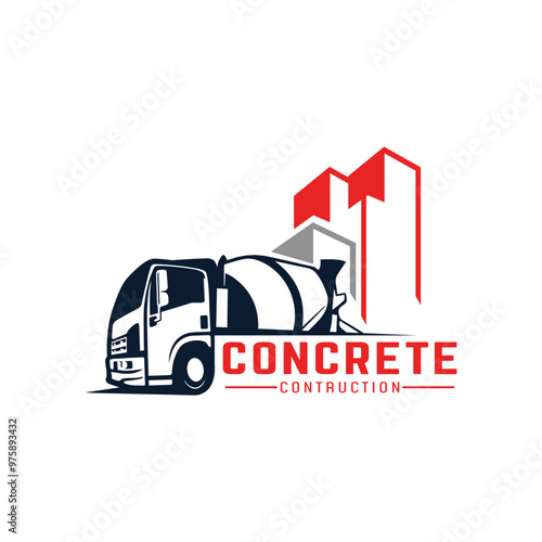 concrete mixer truck logo design