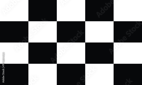 Black and white checkered pattern . Chess pattern . Black and white square background . Checkered wallpaper . Vector illustration