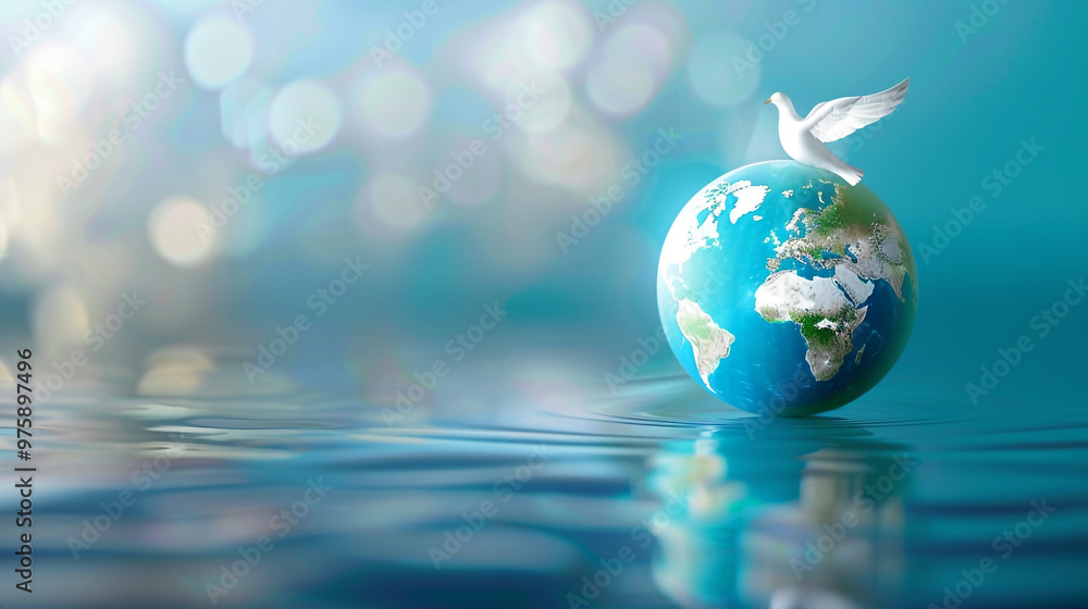 World Peace Day Banner with a globe with a bird flying in the air, international day of peace concept. World peace day World Peace Day Banner with a globe with a bird flying in the air, international day of peace concept. World peace day