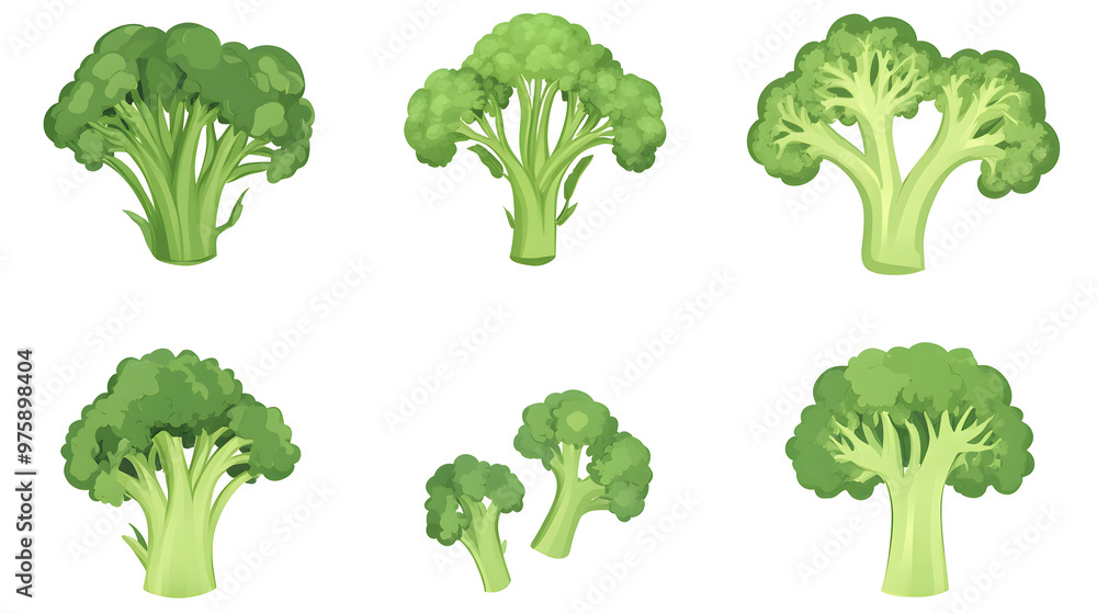Set of broccoli isolated on transparent background Set of broccoli isolated on transparent background