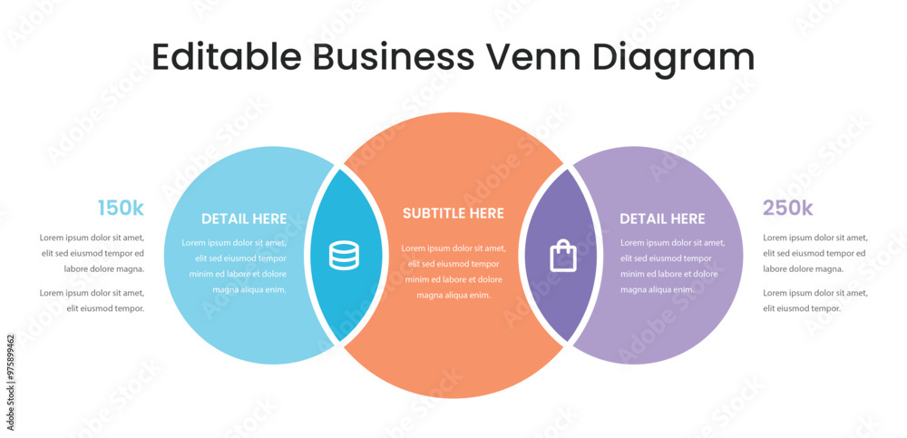 Fototapeta premium Flat and Editable Venn Diagram