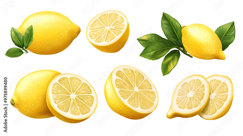 Fototapeta premium Set of Lemon isolated on transparent background