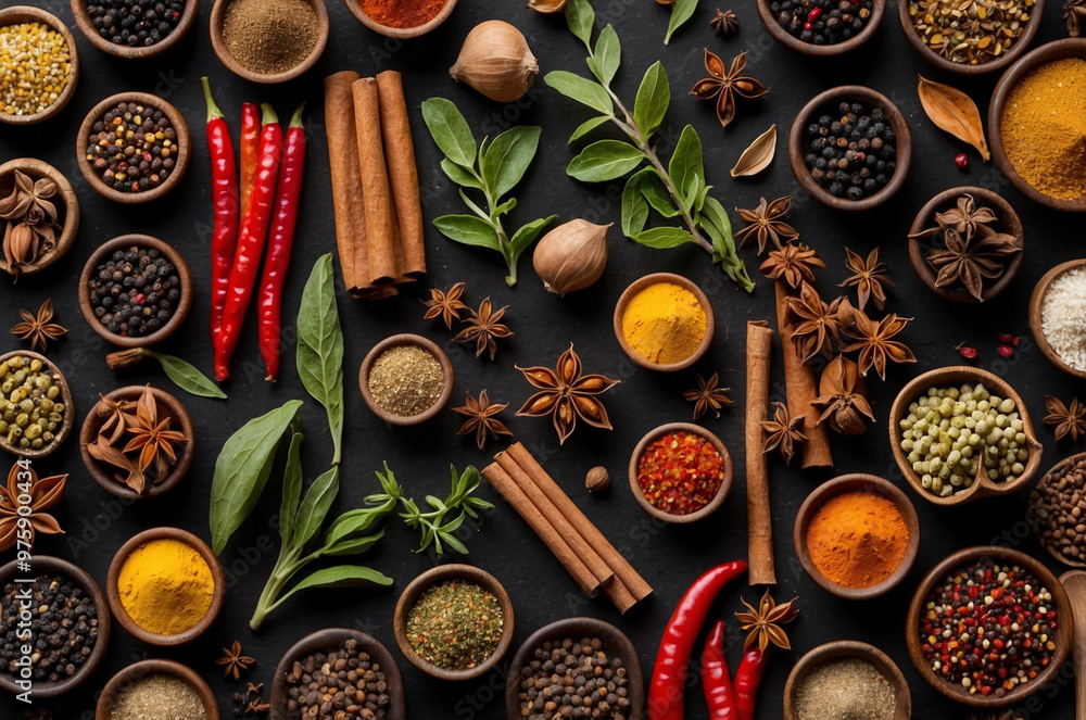 Variety of spices on the table Variety of spices on the table
