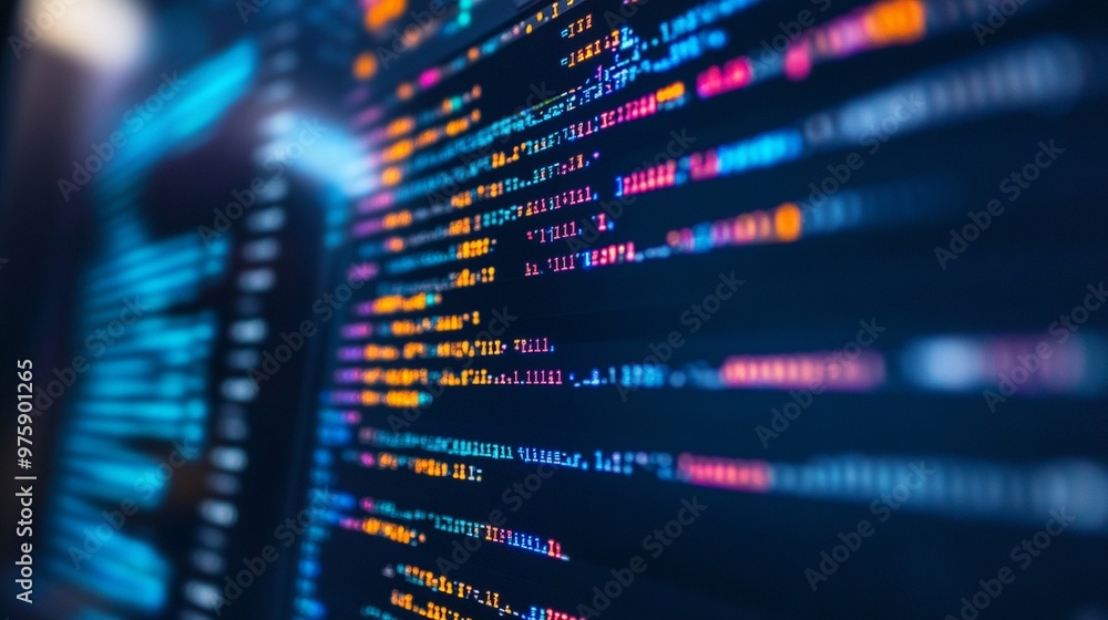 Abstract Bright Wall with Programming and Code Development Concept Abstract Bright Wall with Programming and Code Development Concept