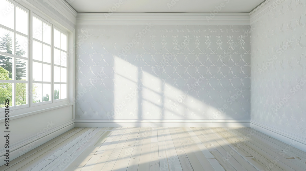 Obraz premium empty room with window. empty room with window and curtains