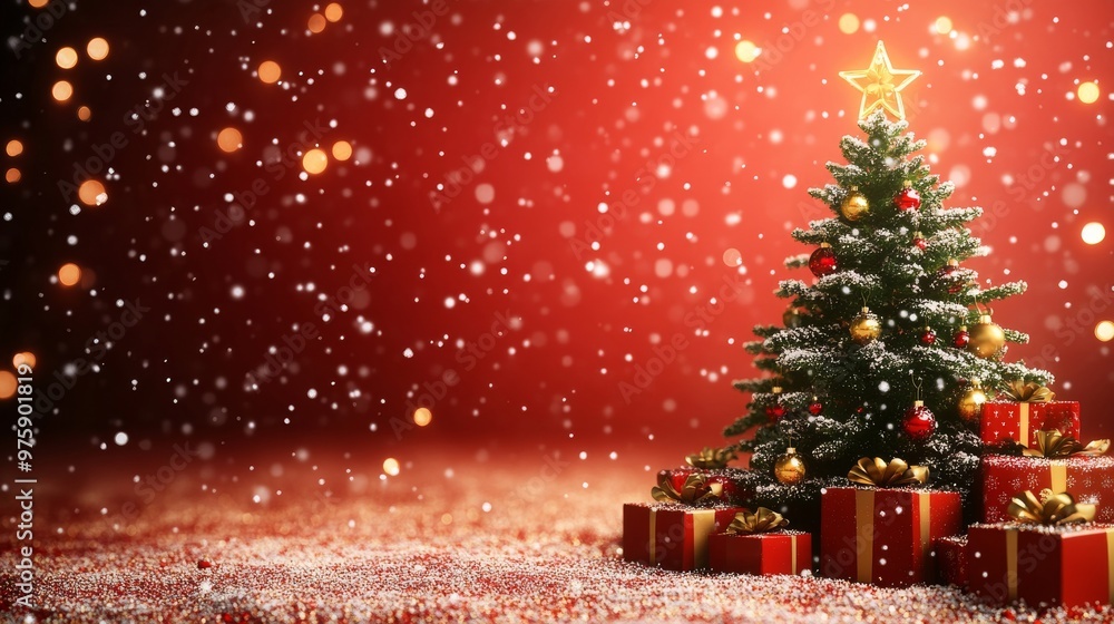 New Year's background with a Christmas tree, a place for text New Year's background with a Christmas tree, a place for text