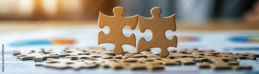 Close-up of interlocking puzzle pieces, symbolizing collaboration and problem-solving in a creative workspace. Close-up of interlocking puzzle pieces, symbolizing collaboration and problem-solving in a creative workspace.