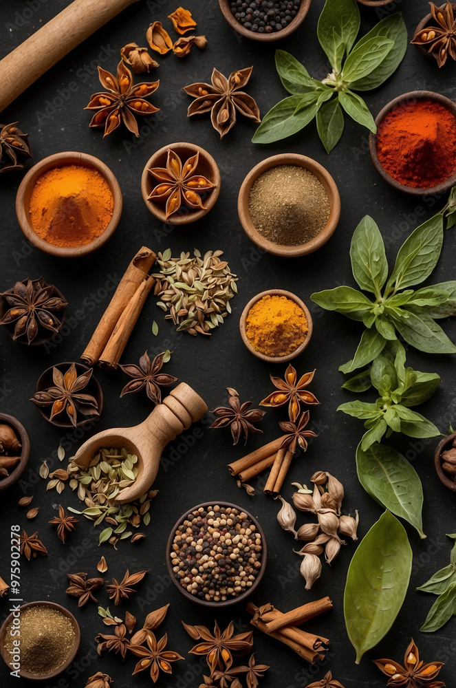 Variety of spices on the table Variety of spices on the table