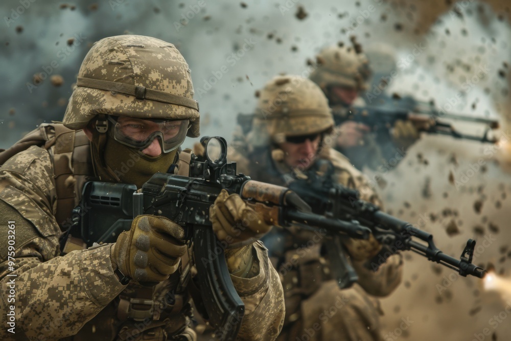Fototapeta premium Scenes of War and Conflict in a Combat Zone
