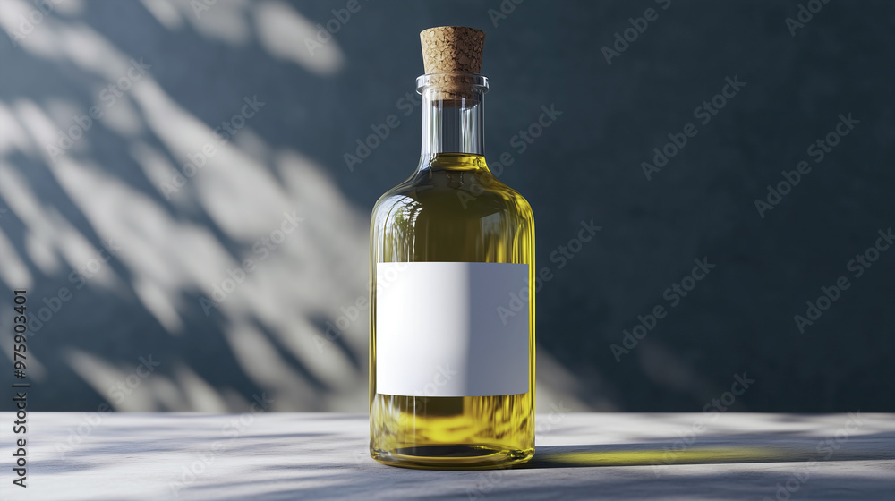 olive oil glass bottle with blank white label mockup isolated on grey background for product advertising olive oil glass bottle with blank white label mockup isolated on grey background for product advertising