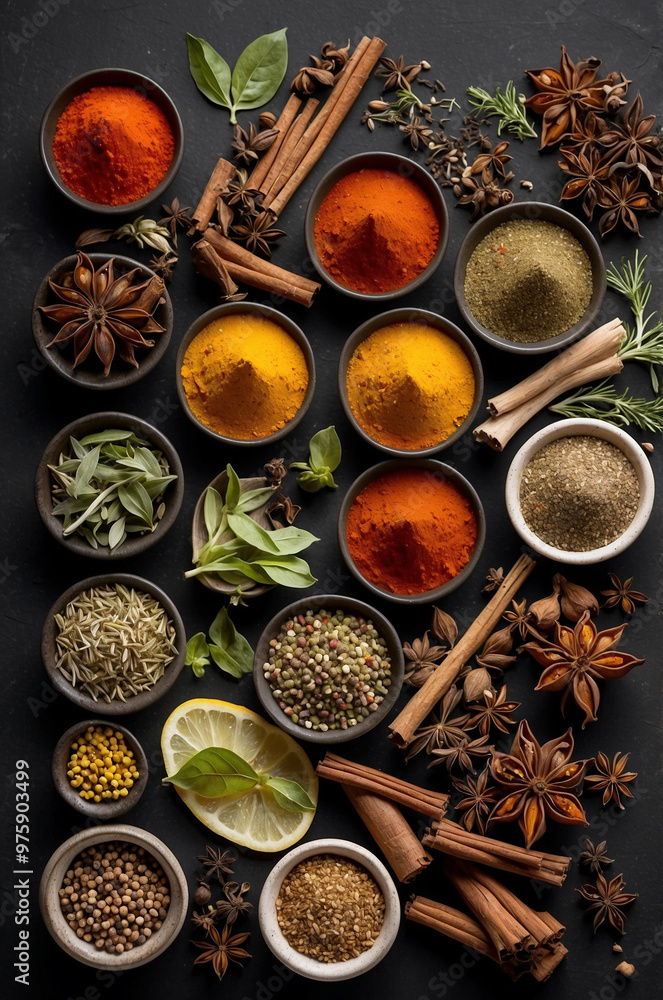 Variety of spices on the table Variety of spices on the table