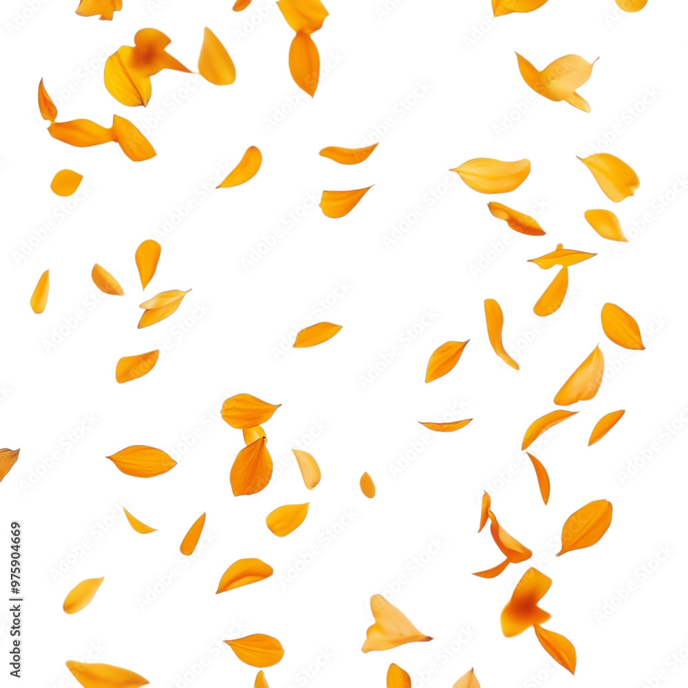 Yellow leaves falling on transparent background Yellow leaves falling on transparent background