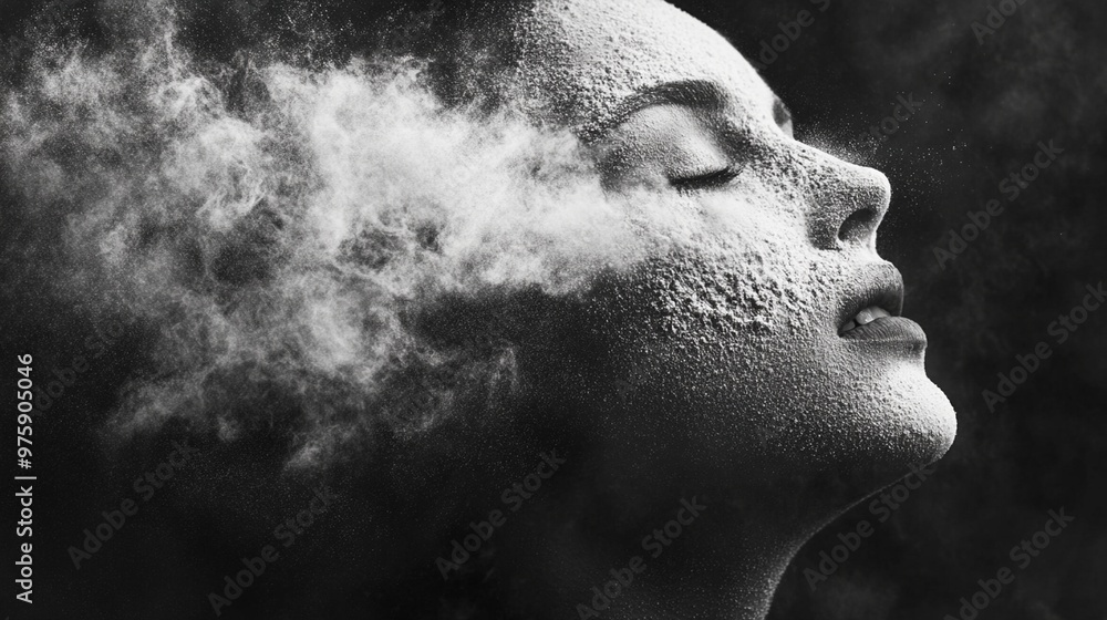 Abstract White Powder Explosion on Black Background Abstract White Powder Explosion on Black Background