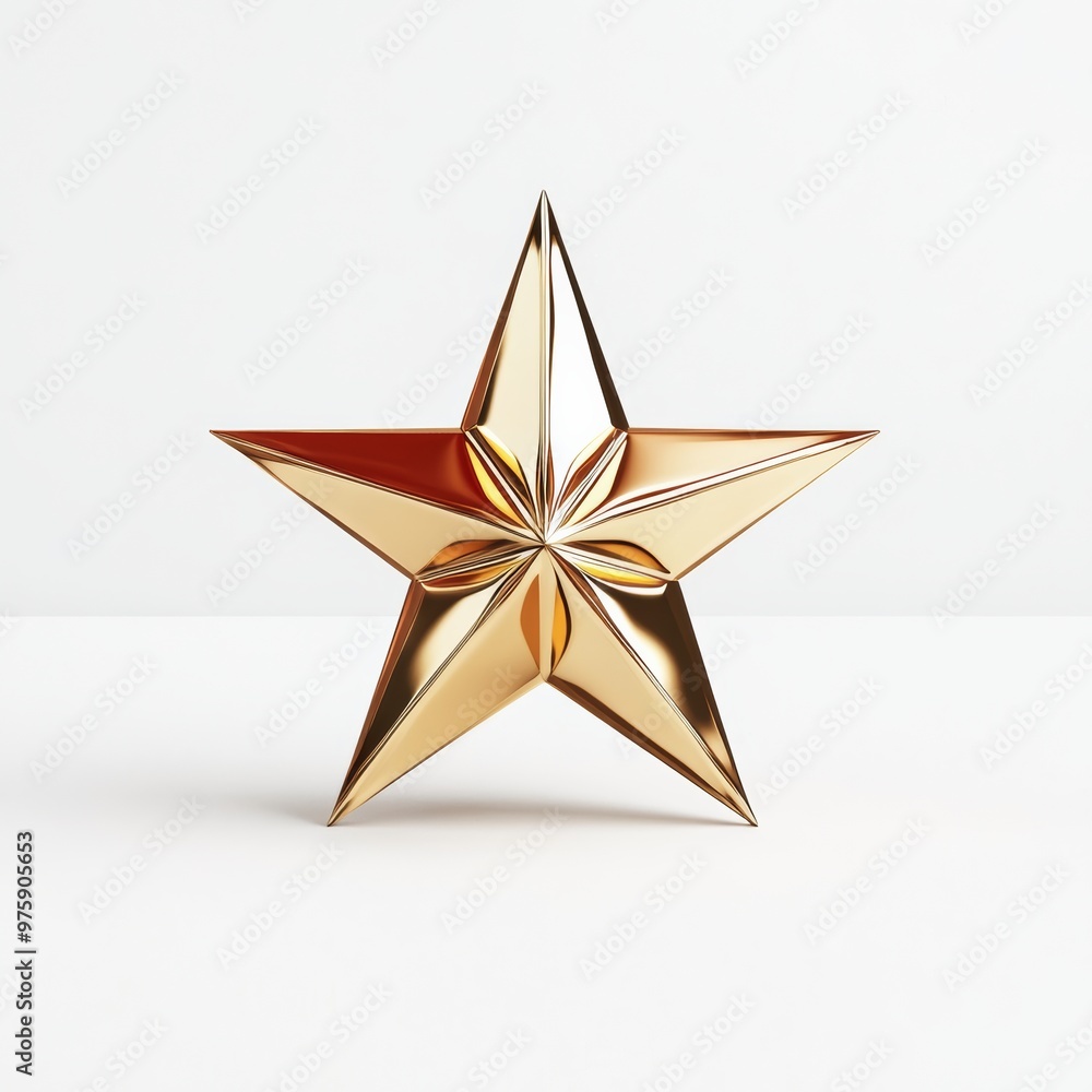 A minimalist 3D golden star with sharp edges and soft reflections, isolated on a clean white background, symbolizing success A minimalist 3D golden star with sharp edges and soft reflections, isolated on a clean white background, symbolizing success