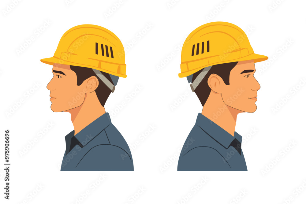 Close up of construction worker wearing hat Close up of construction worker wearing hat