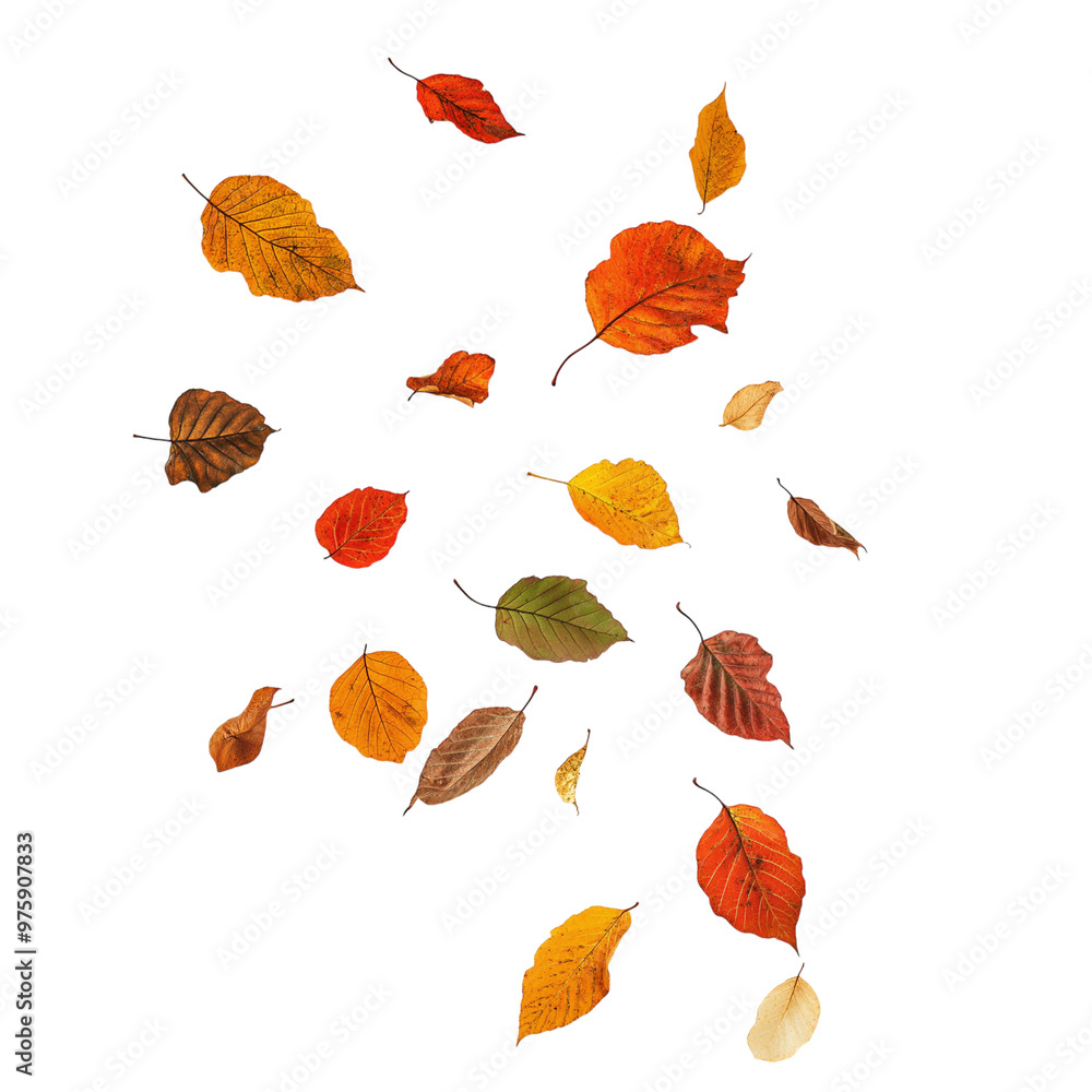 Colorful autumn leaves on transparent background Colorful autumn leaves on transparent background