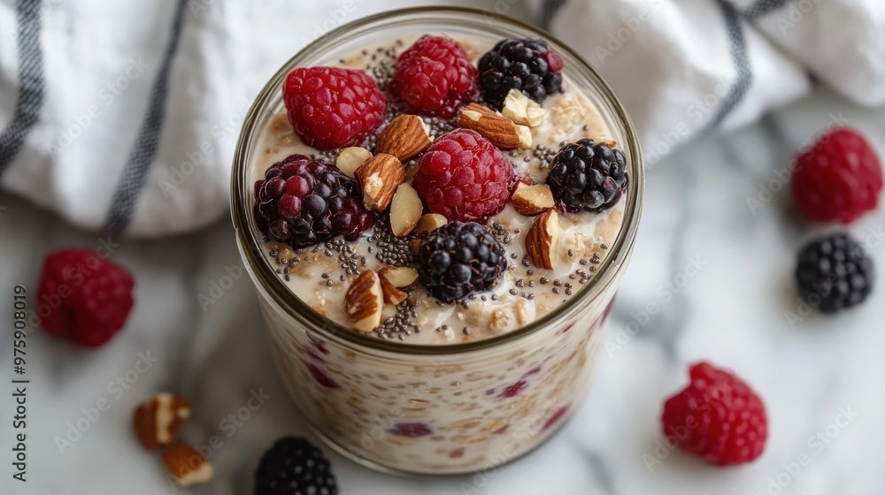 Delicious Overnight Oats with Berries and Almonds Delicious Overnight Oats with Berries and Almonds