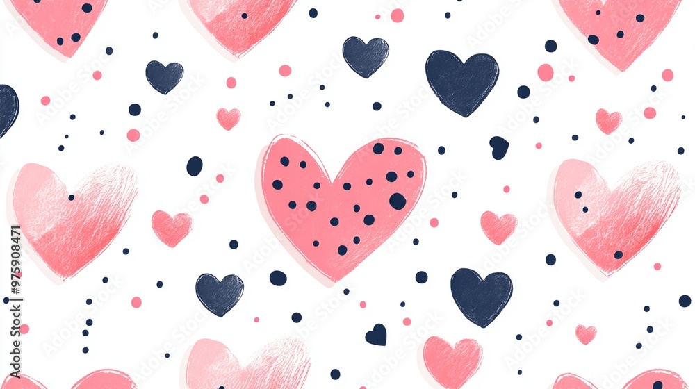 Modern Abstract Pink Heart Seamless Pattern Modern Abstract Pink Heart Seamless Pattern