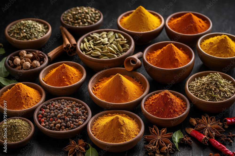 Variety of spices on the table Variety of spices on the table