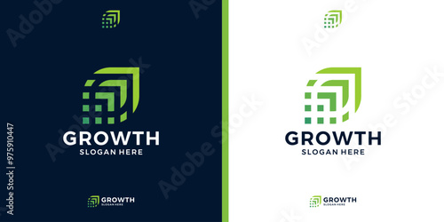 Modern growth logo design icon. Abstract arrow with diagram financial logo symbol design template