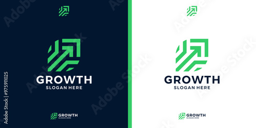 Modern growth logo design icon. Abstract arrow with diagram financial logo symbol design template