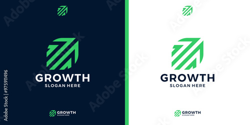 Modern growth logo design icon. Abstract arrow with diagram financial logo symbol design template