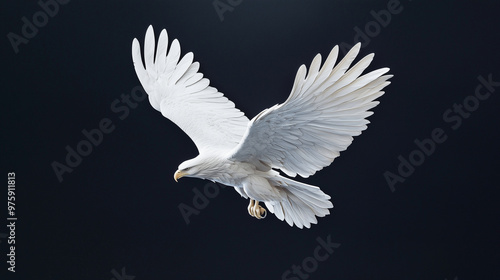 An embossed white eagle design against a dark backdrop, with overhead lighting casting subtle shadows to emphasize the depth and craftsmanship. photo photo