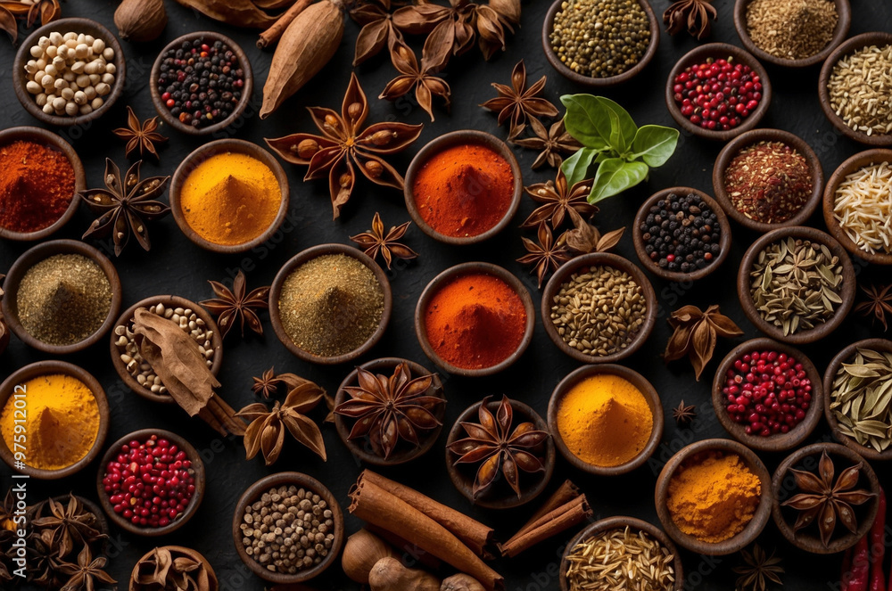 Variety of spices on the table Variety of spices on the table