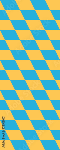 A geometric pattern featuring blue and yellow diagonal stripes creating a visually engaging design.