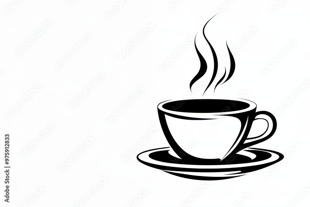 Black silhouette of a steaming coffee cup on a white background. Black silhouette of a steaming coffee cup on a white background.