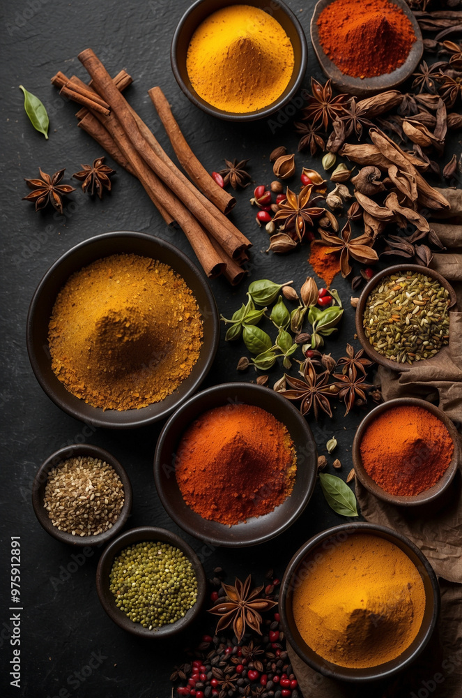 Variety of spices on the table Variety of spices on the table