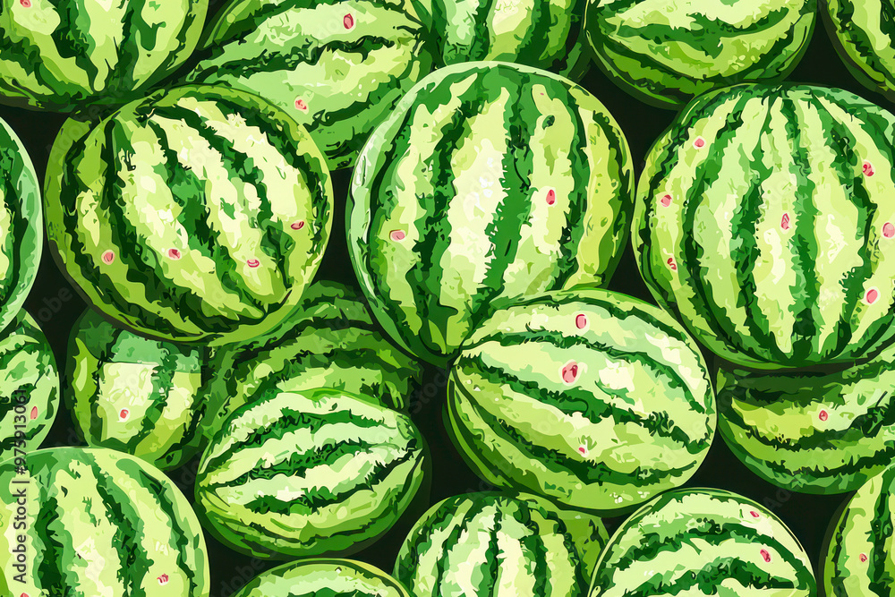 Green and Fresh Watermelon Skin Seamless Pattern. Green and Fresh Watermelon Skin Seamless Pattern.