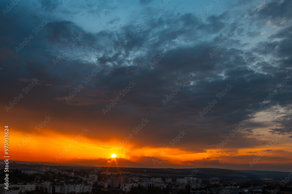 Colourful landscape of beautiful sunset or sunrise with cloudy sky. Natural abstract background. Colourful landscape of beautiful sunset or sunrise with cloudy sky. Natural abstract background.