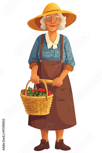 granny with plants in hand