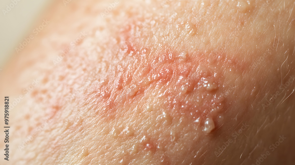 Fototapeta premium Zoomed-in image of dry and inflamed skin patches