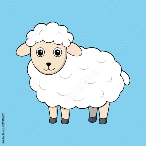 Adorable cartoon sheep vector with a simple, fun design for children's projects.