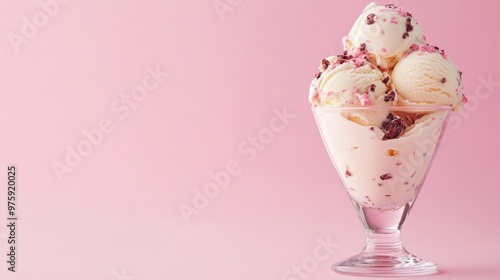 Wallpaper Mural ice cream sundae on pink background Torontodigital.ca