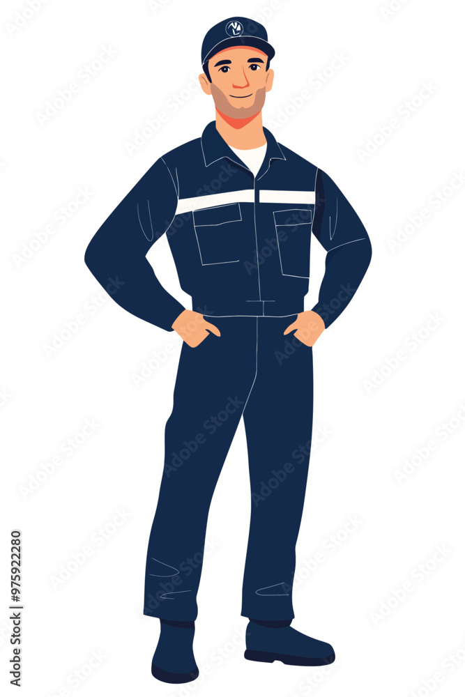 Fototapeta premium Construction worker wearing hat