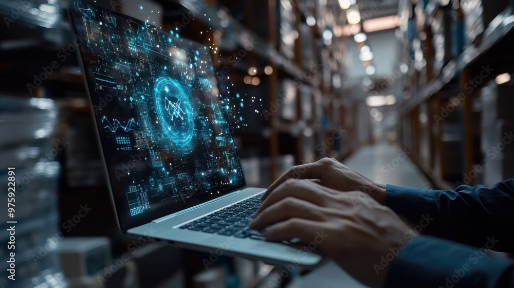 Futuristic Warehouse: AI and Global Connectivity Futuristic Warehouse: AI and Global Connectivity