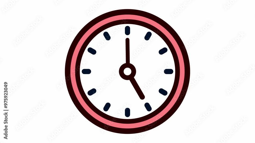 Clock with moving arrows. Animated in 12 hours loop. Wall Clock time-lapse animation. white background, 4k video Clock with moving arrows. Animated in 12 hours loop. Wall Clock time-lapse animation. white background, 4k video