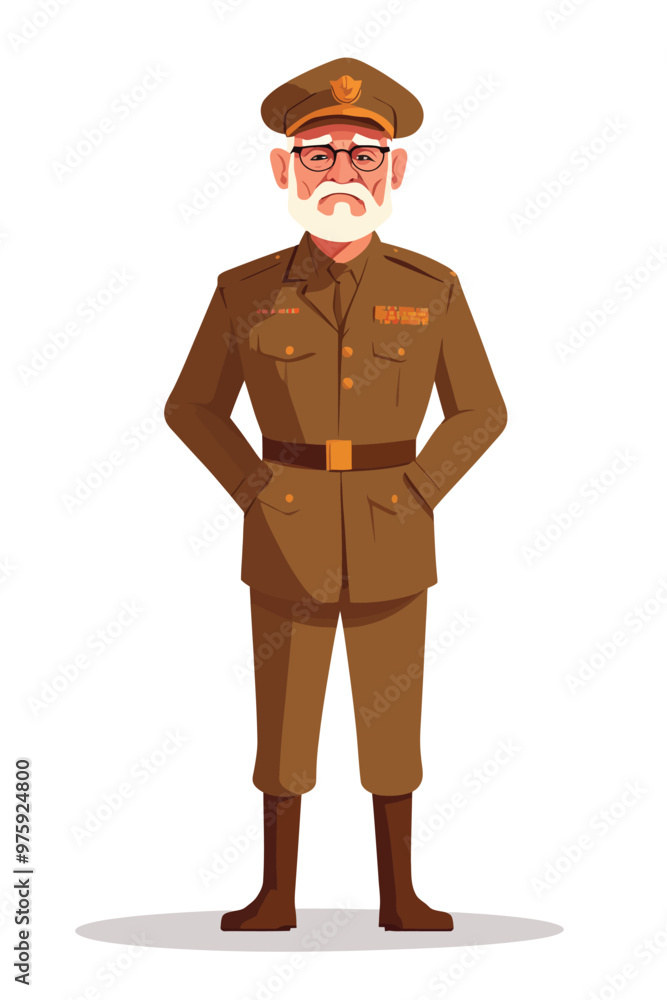Old man wearing army outfit Old man wearing army outfit