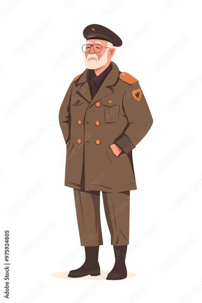 Old man wearing army outfit Old man wearing army outfit