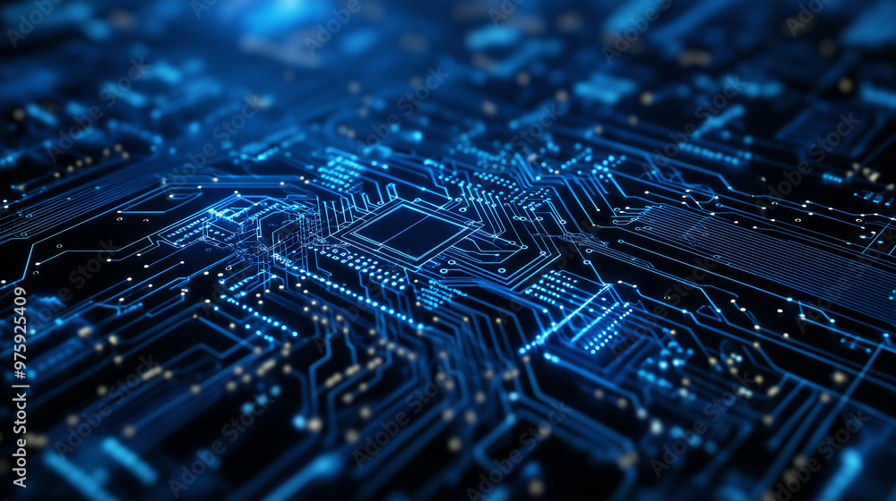 A 3D wireframe vector of a computer motherboard, with layers highlighting the circuits, processors, and invisible electrical pathways. A 3D wireframe vector of a computer motherboard, with layers highlighting the circuits, processors, and invisible electrical pathways.